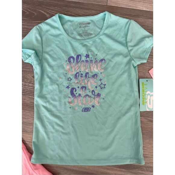 NWOT Skechers Active girls bundle of 6 t-shirts & tanks Size 5 - Picture 3 of 7